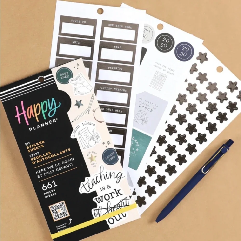 NWT-The Happy Planner VALUE PACK STICKERS - BIG- Here We Go Again Teacher